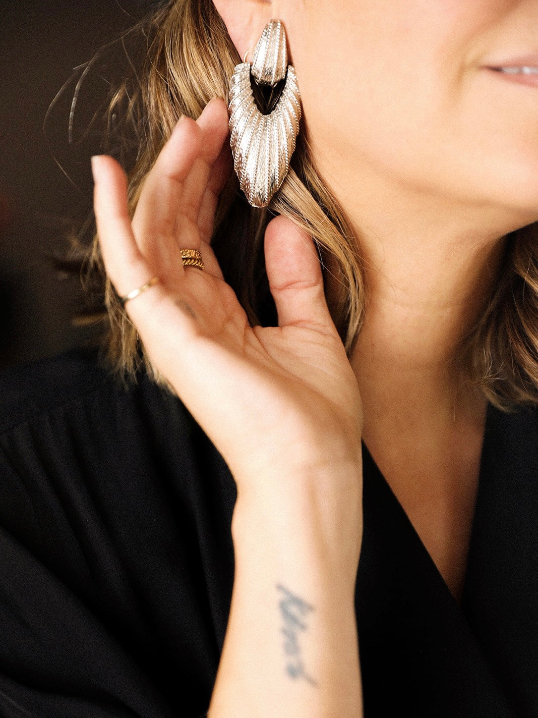 Textured Art Deco Inspired Clip-on Earrings