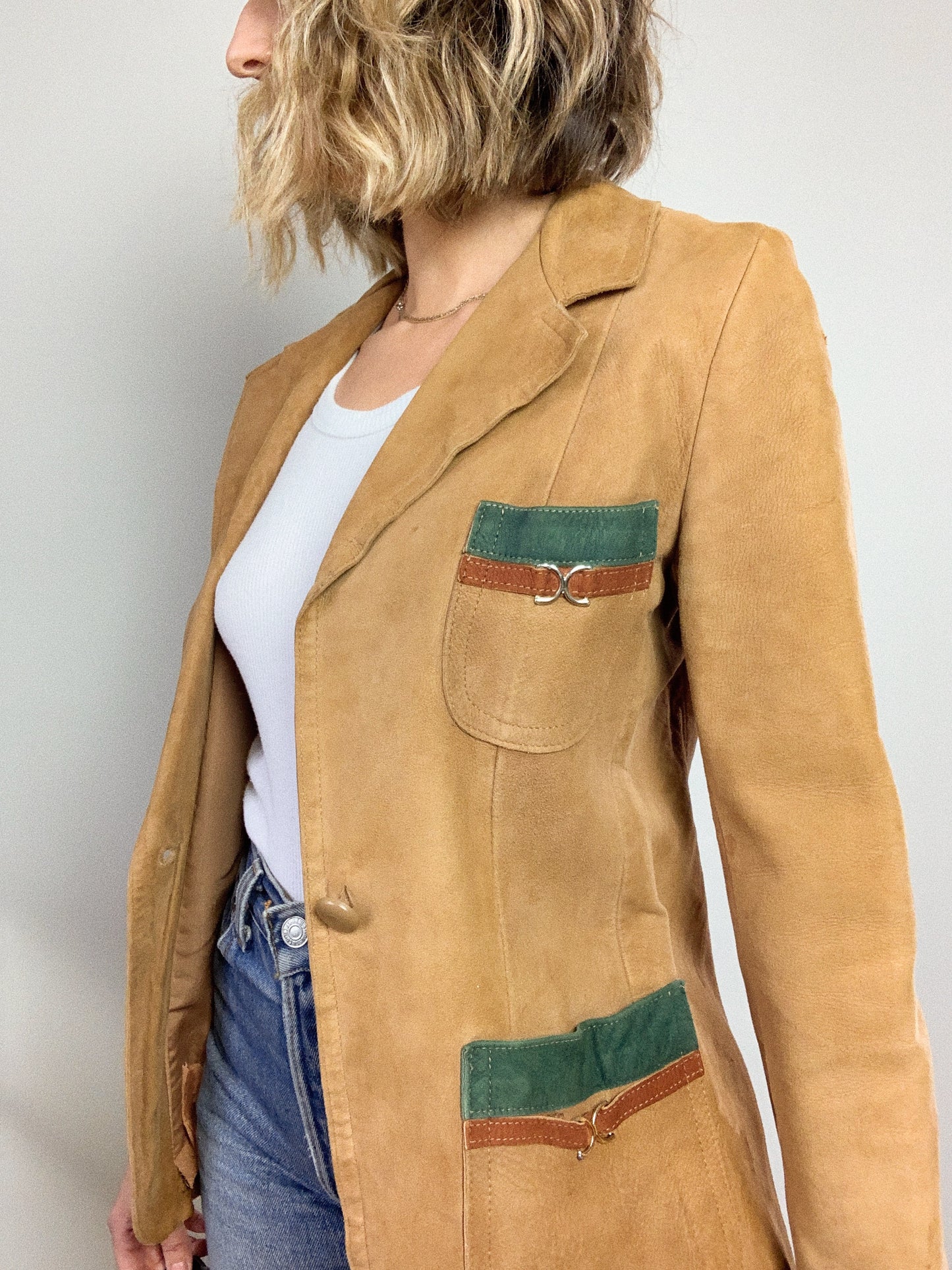 1970s SUEDE POLO COAT / EXTRA SMALL