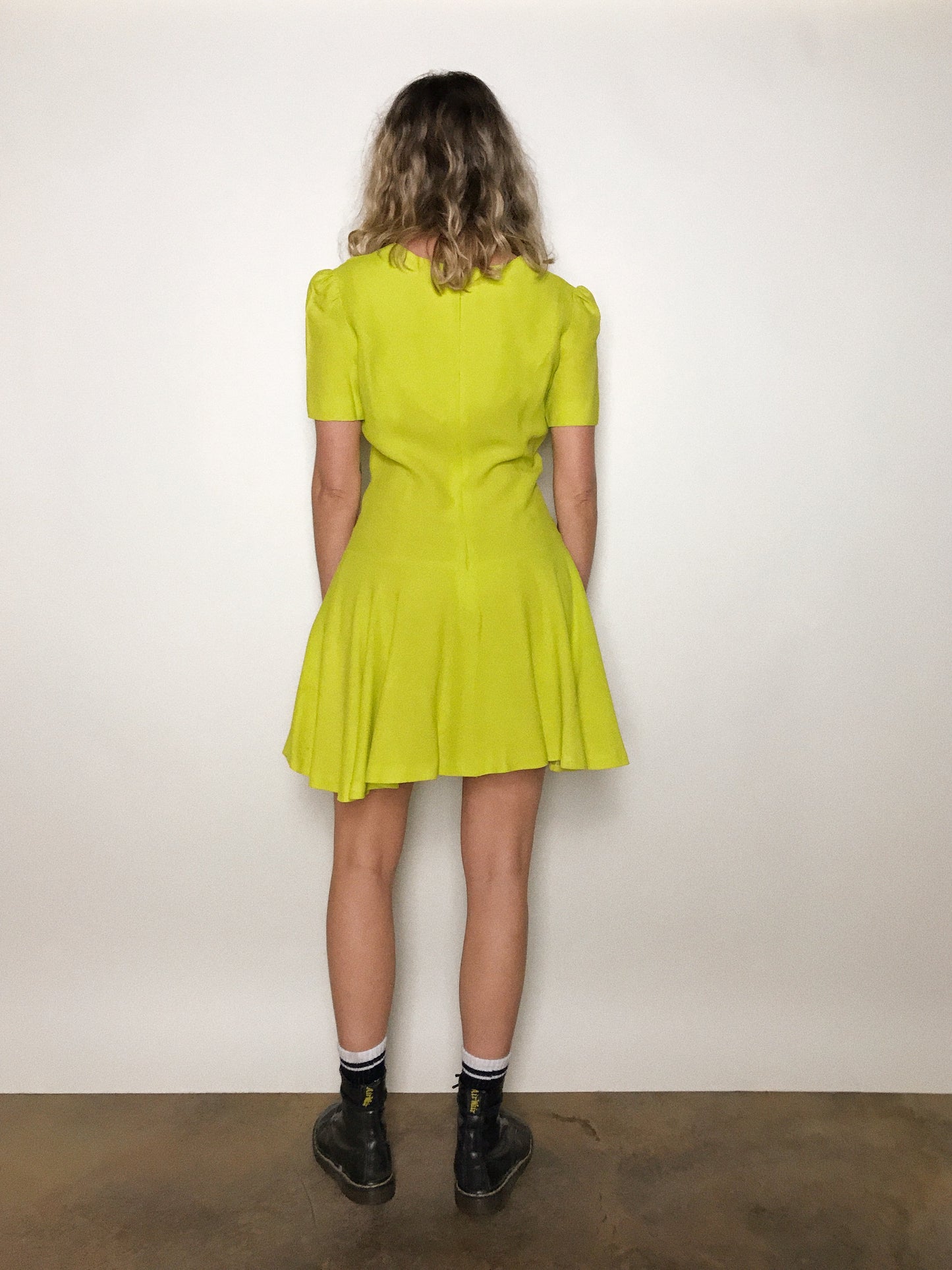 ON HOLD: LIME DROPWAIST 1960s DRESS / MEDIUM