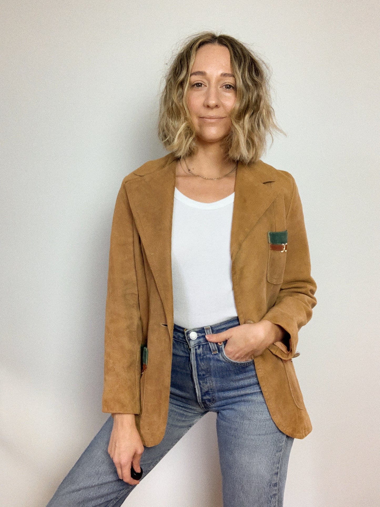 1970s SUEDE POLO COAT / EXTRA SMALL