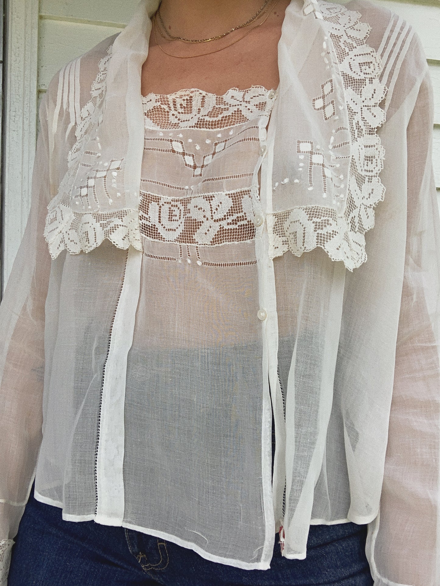 ROSE LACE EDWARDIAN BLOUSE / SMALL