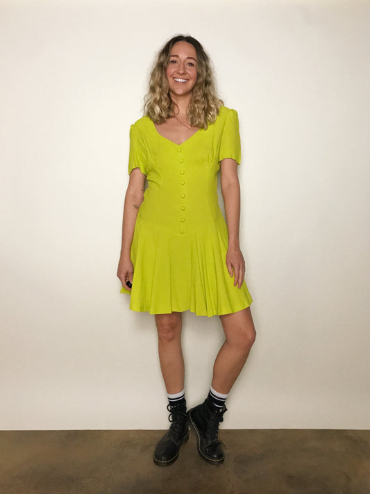 ON HOLD: LIME DROPWAIST 1960s DRESS / MEDIUM