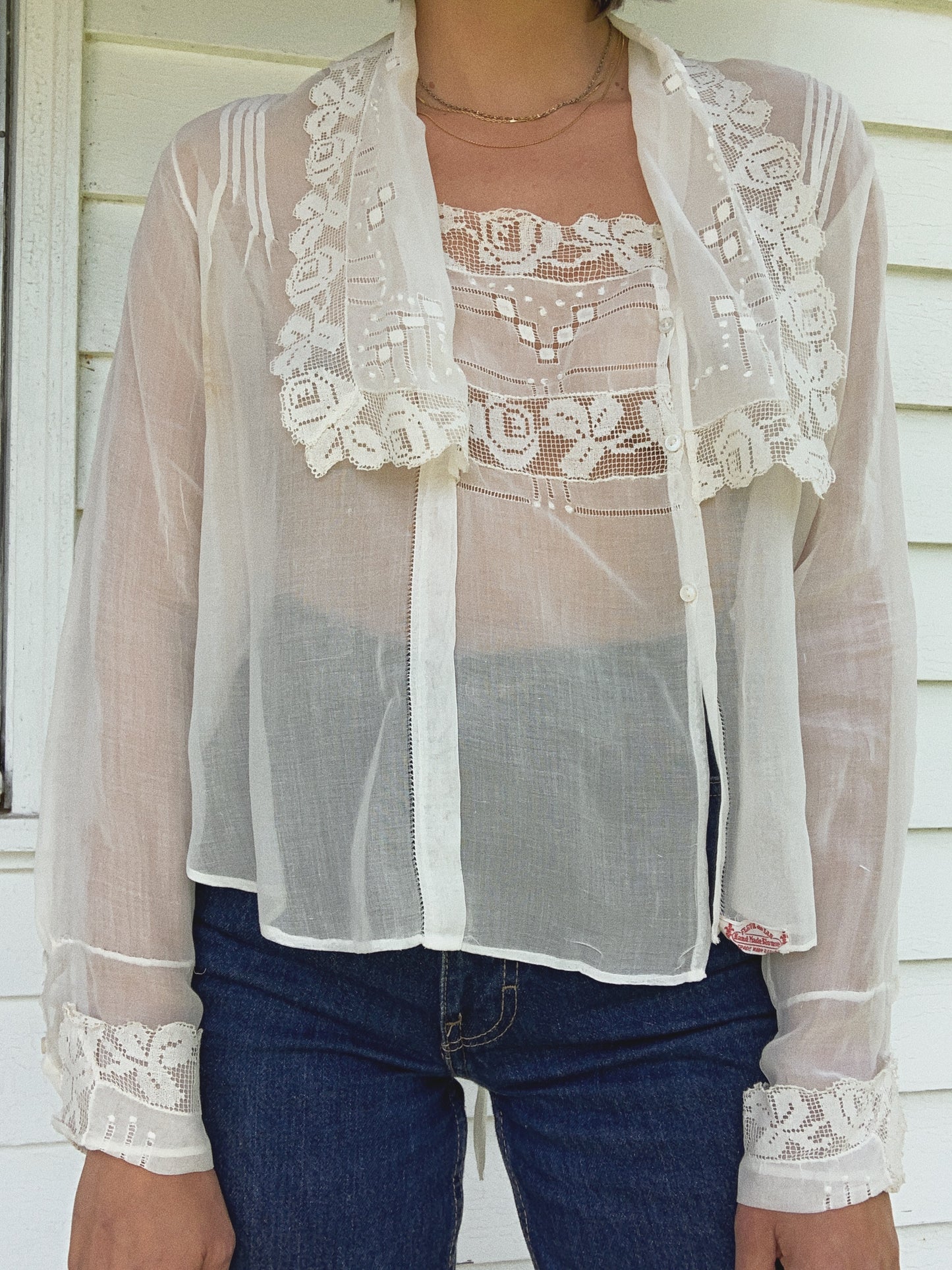 ROSE LACE EDWARDIAN BLOUSE / SMALL