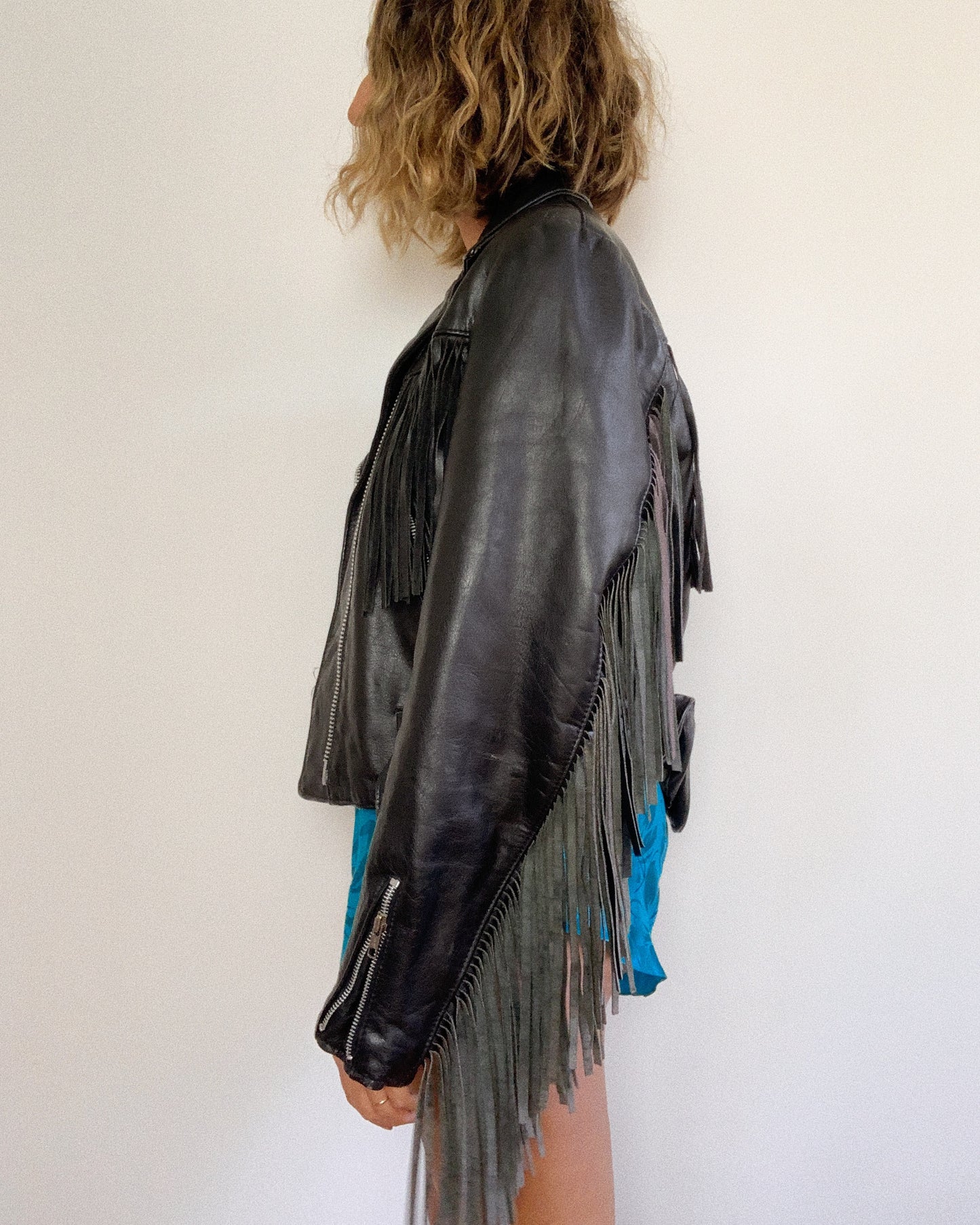 FRINGE MOTO LEATHER JACKET / MEDIUM