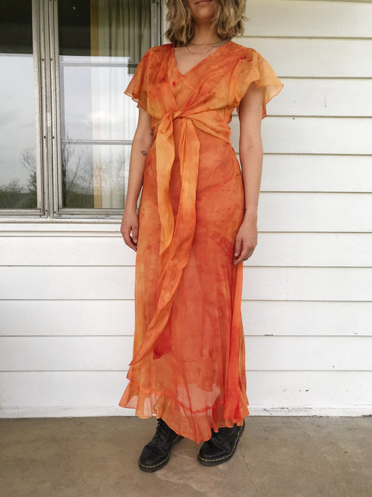 SHEER TIE-DIE DRESS / MEDIUM