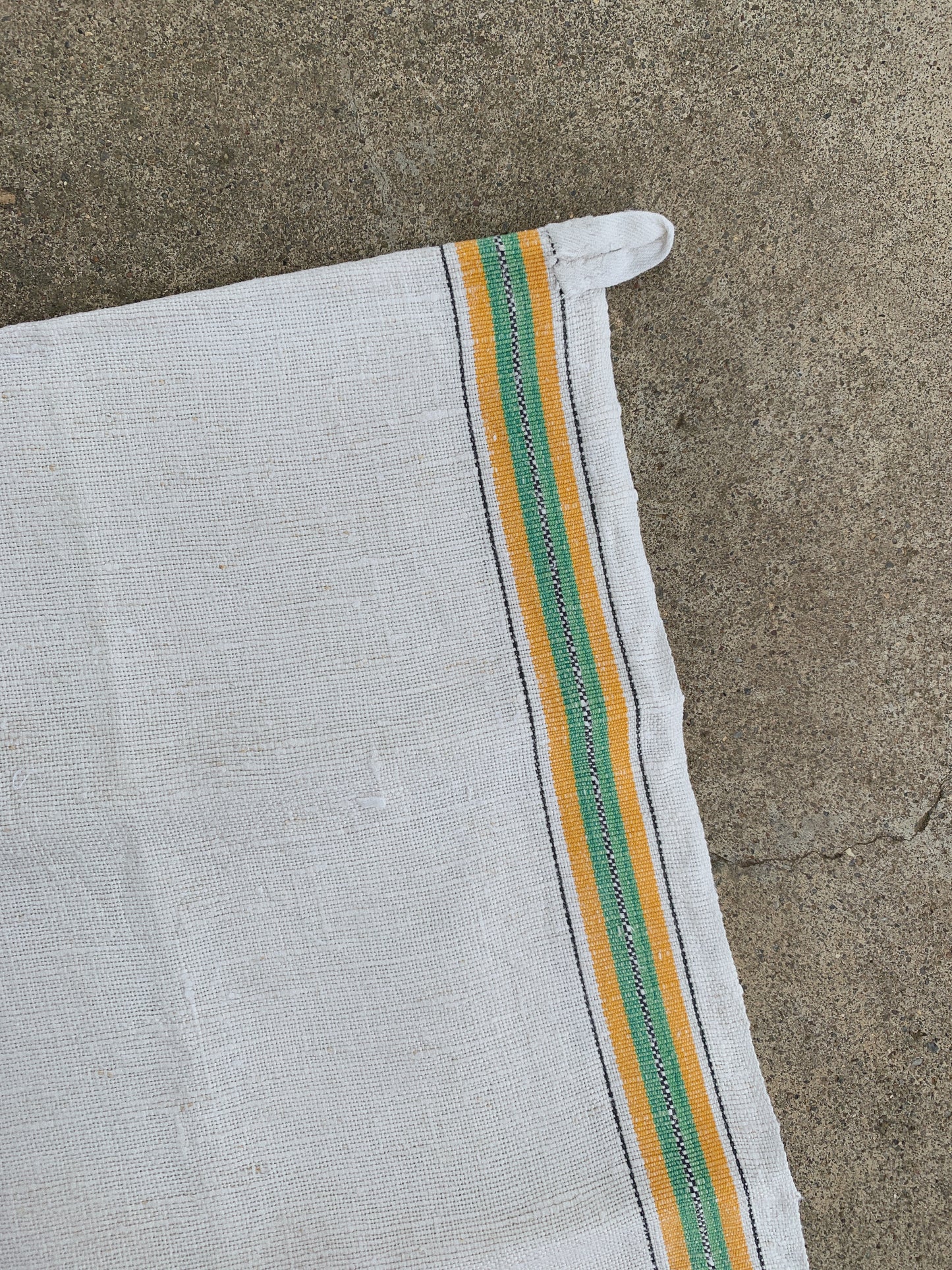 GREEN AND YELLOW LINEN TOWELS SET OF 2