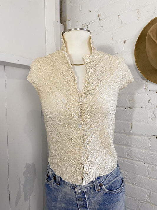 Cream Crinkle Blouse