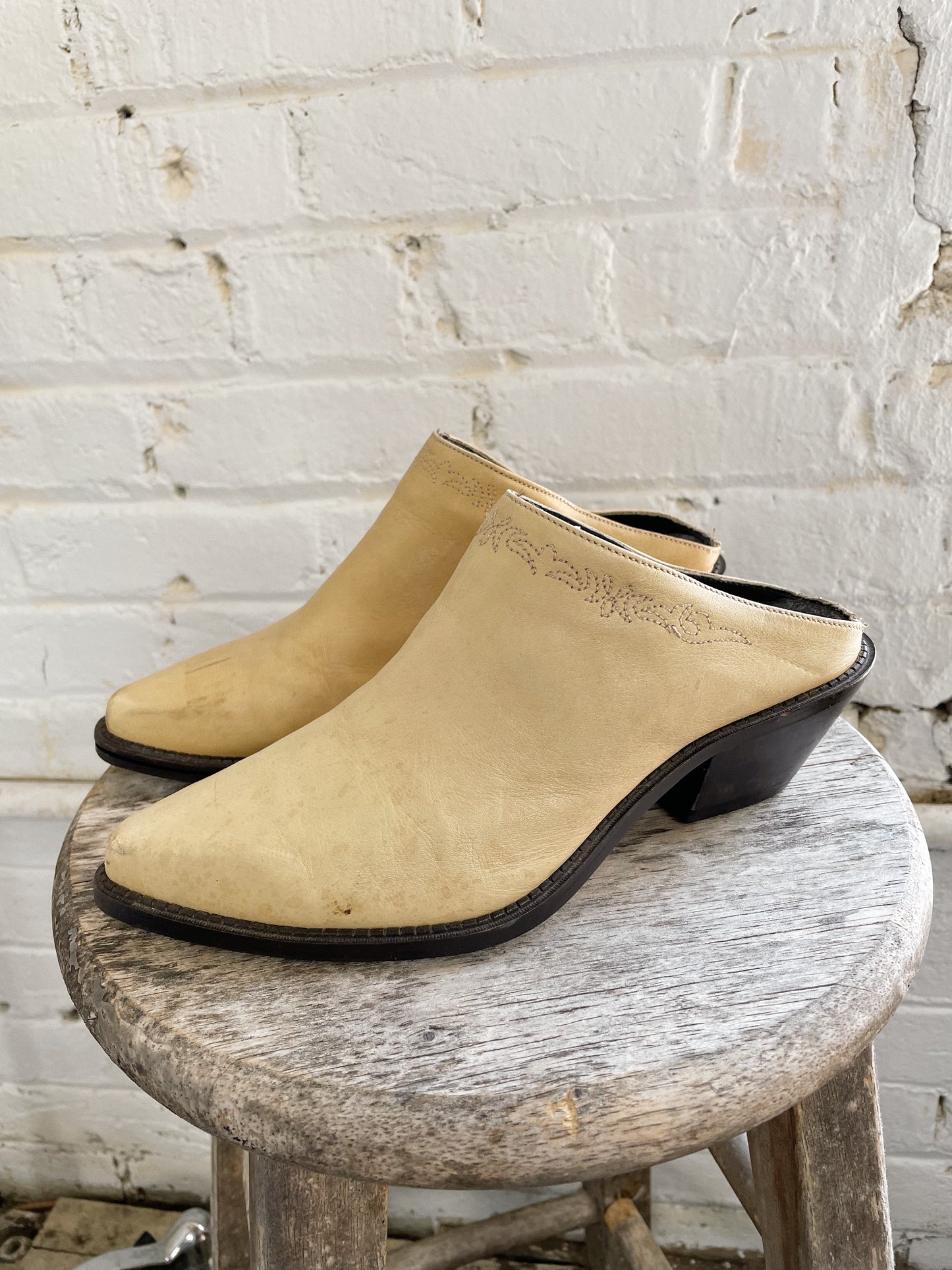 Out West Leather Heeled Mule