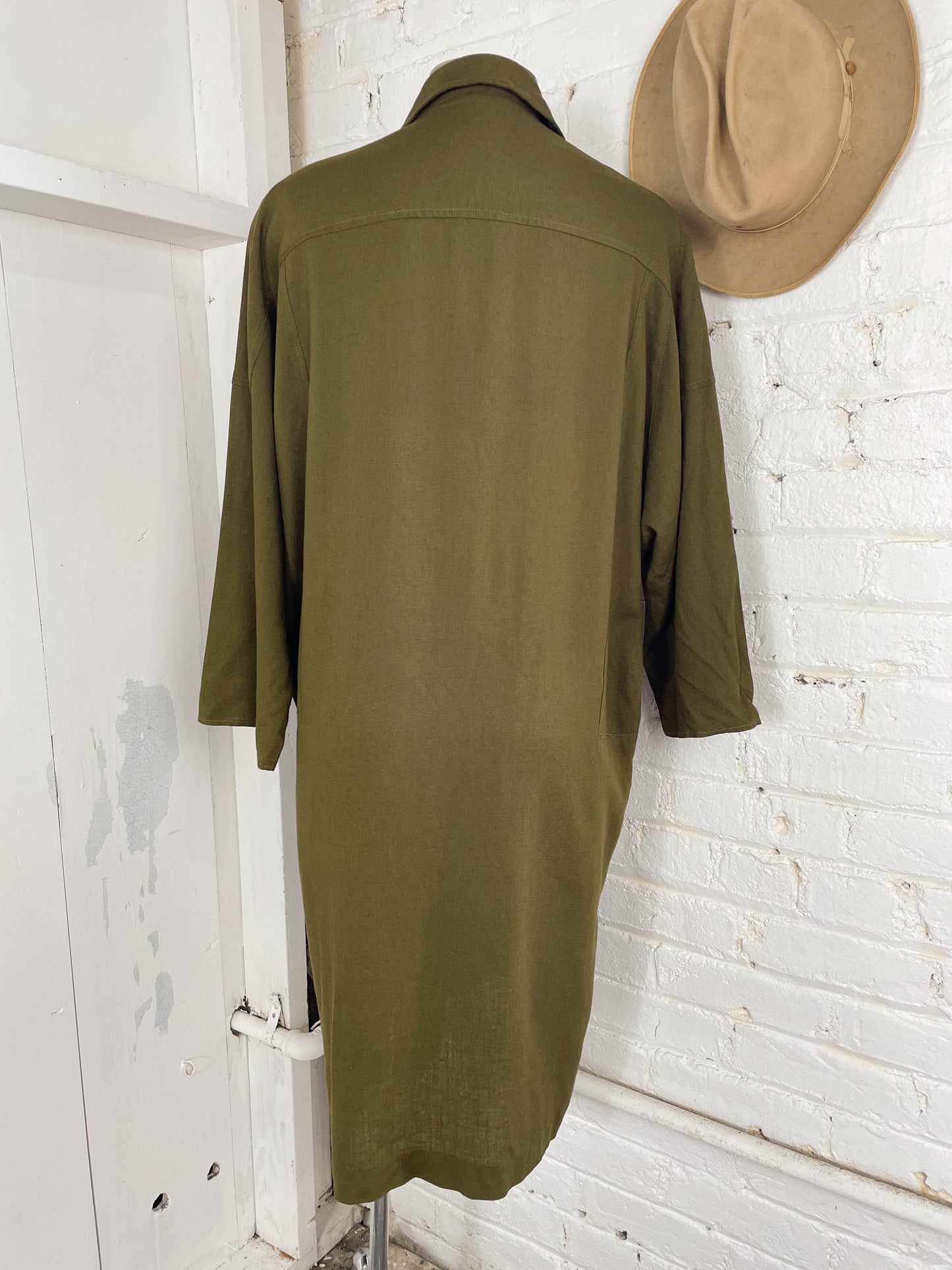 Olive Khaki Shirt Dress