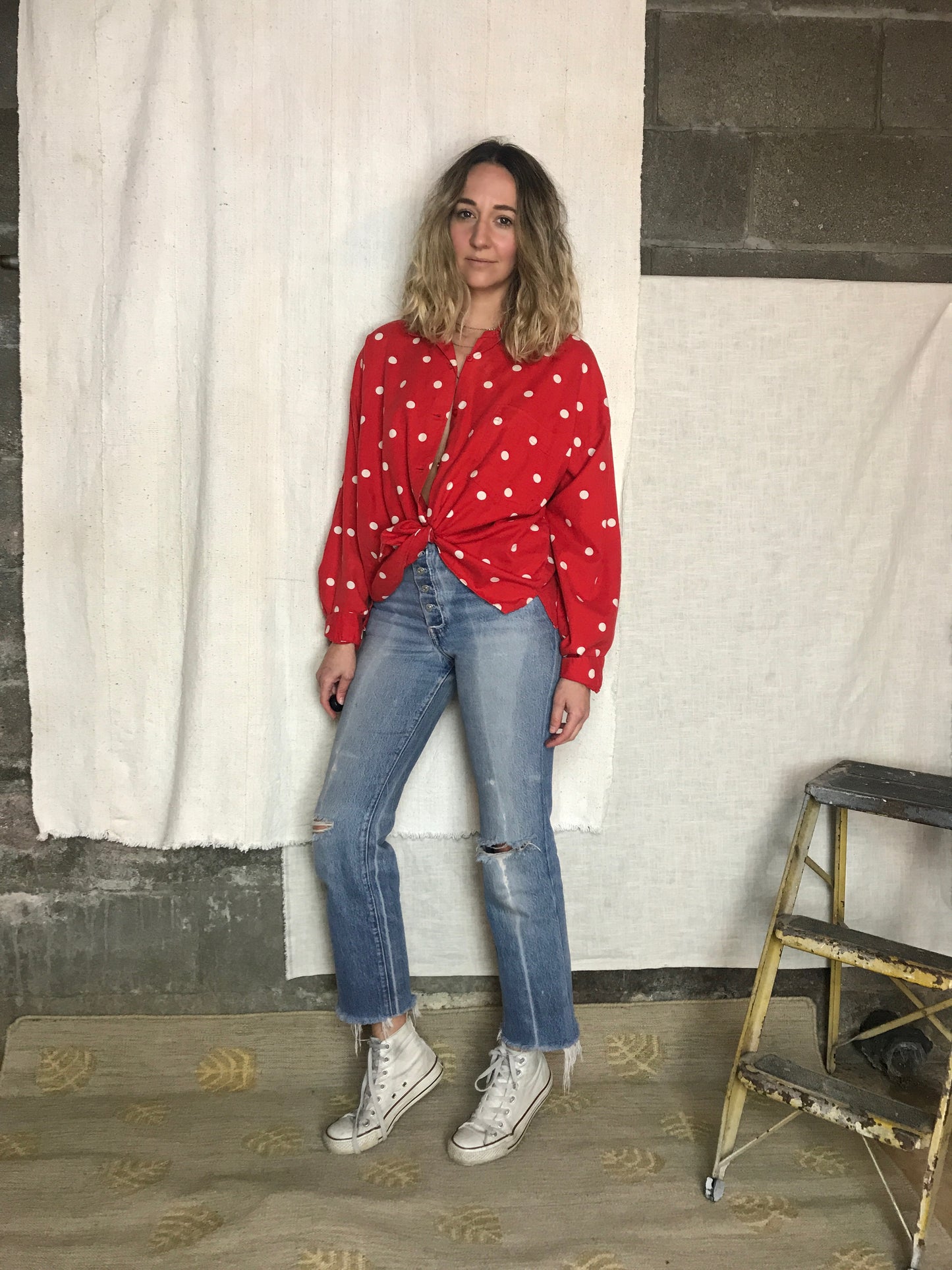 RED POLKA TOP / LARGE