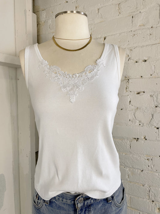 90s Applique White Tank