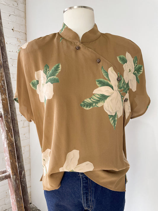 Gardenia Silk Mandarin Blouse