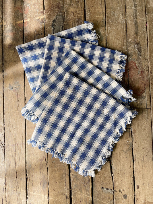 Gingham Blue Napkins, Set of 4