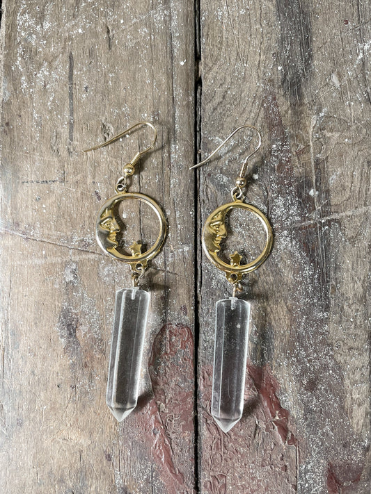 Moon Man and Crystal Earrings