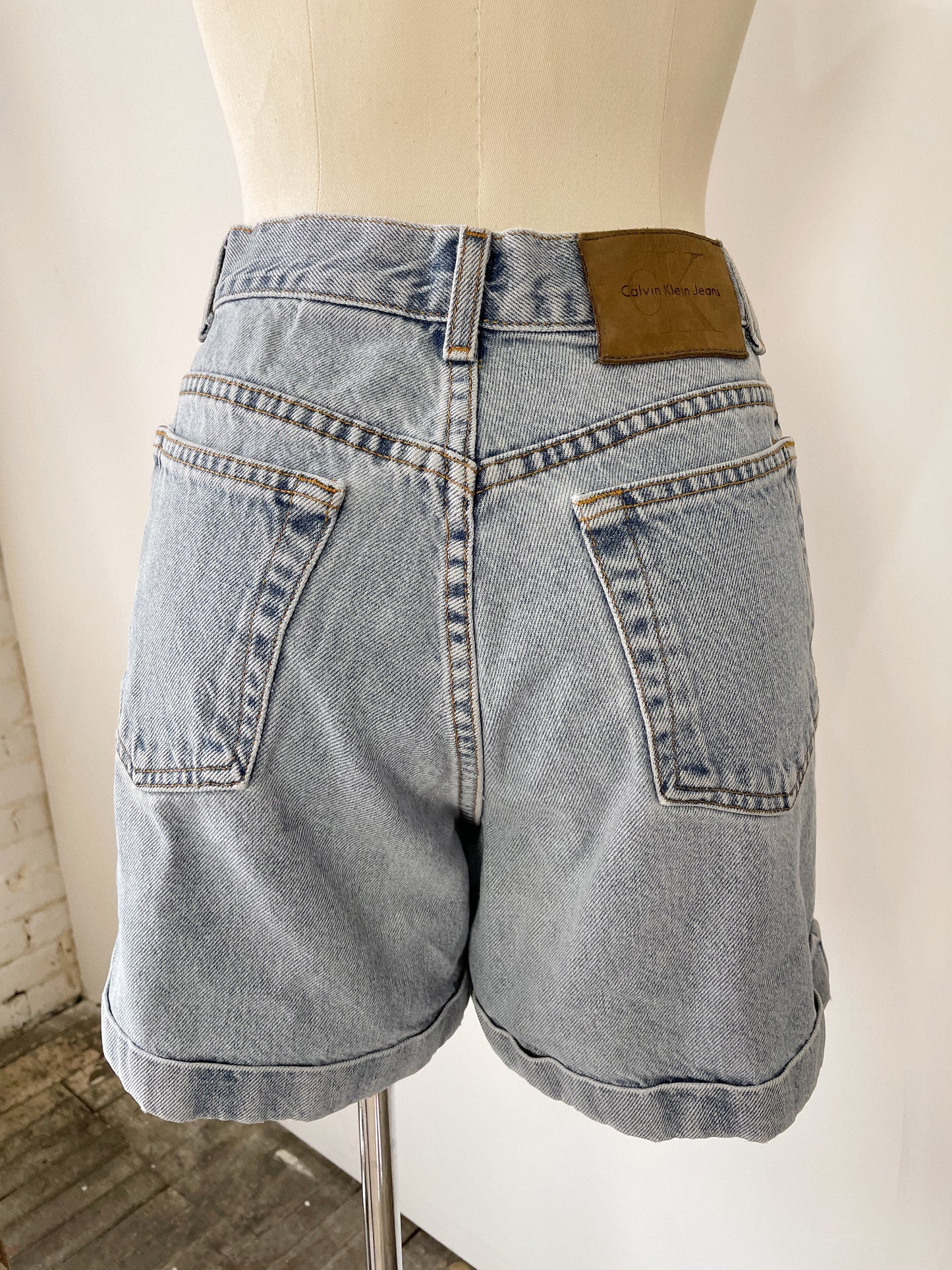 90s Denim High-Waisted Cuff Shorts