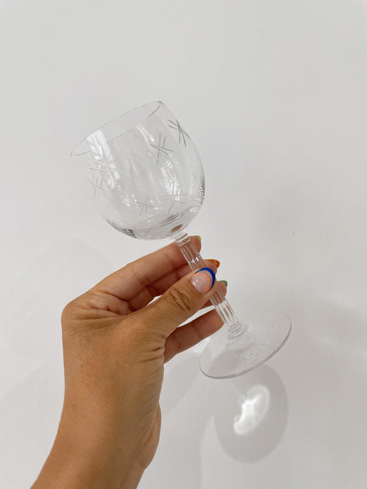 Crystal Star Etched Wine Glasses, Set of 5