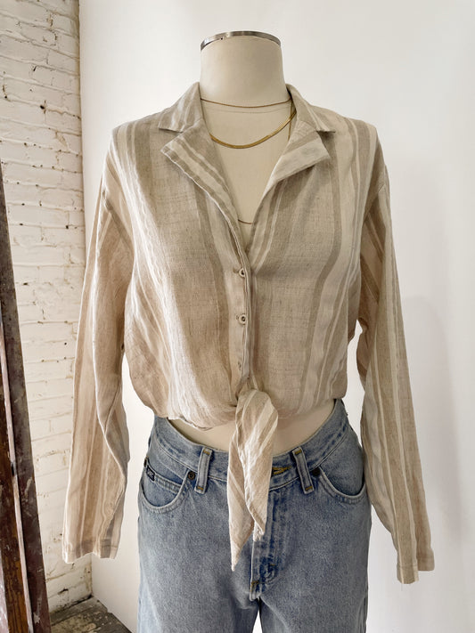 Against Gravitee Tie-Front Blouse