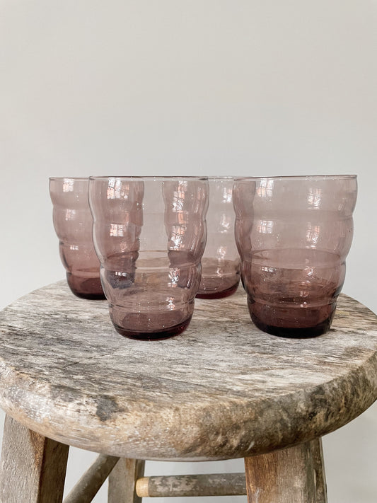 Vintage IKEA, Made in France Purple Bubble Tumblers, Set of 4