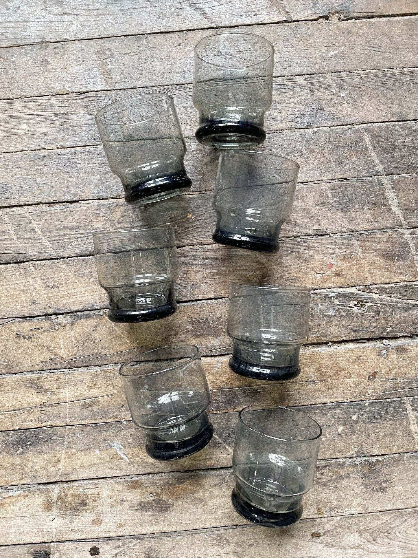 Smokey Grey Mid-Century Tumblers, Set of Seven