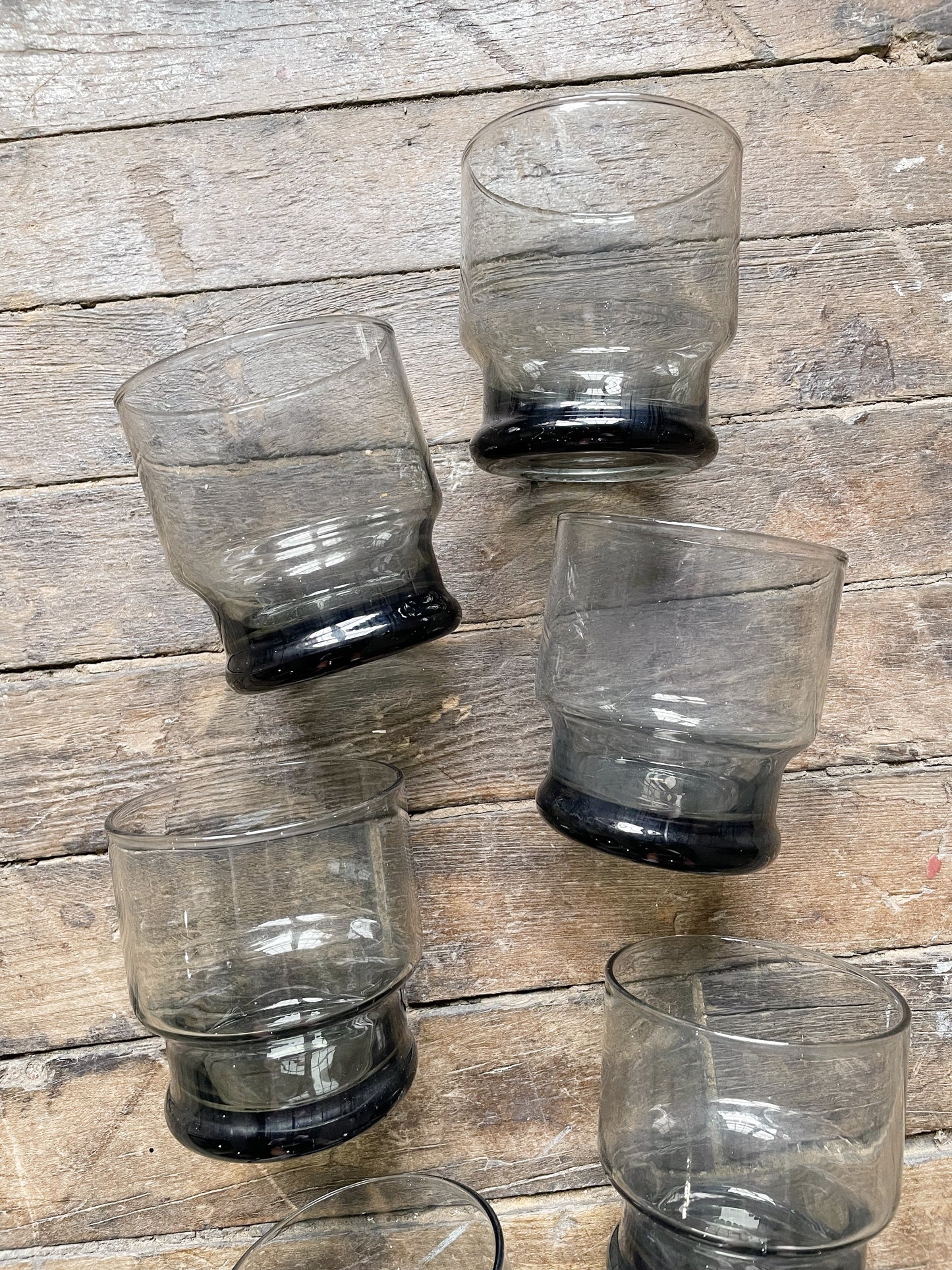 Smokey Grey Mid-Century Tumblers, Set of Seven