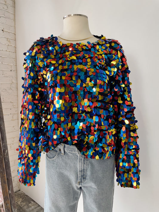 Prismatic Sequin Crewneck Sweater