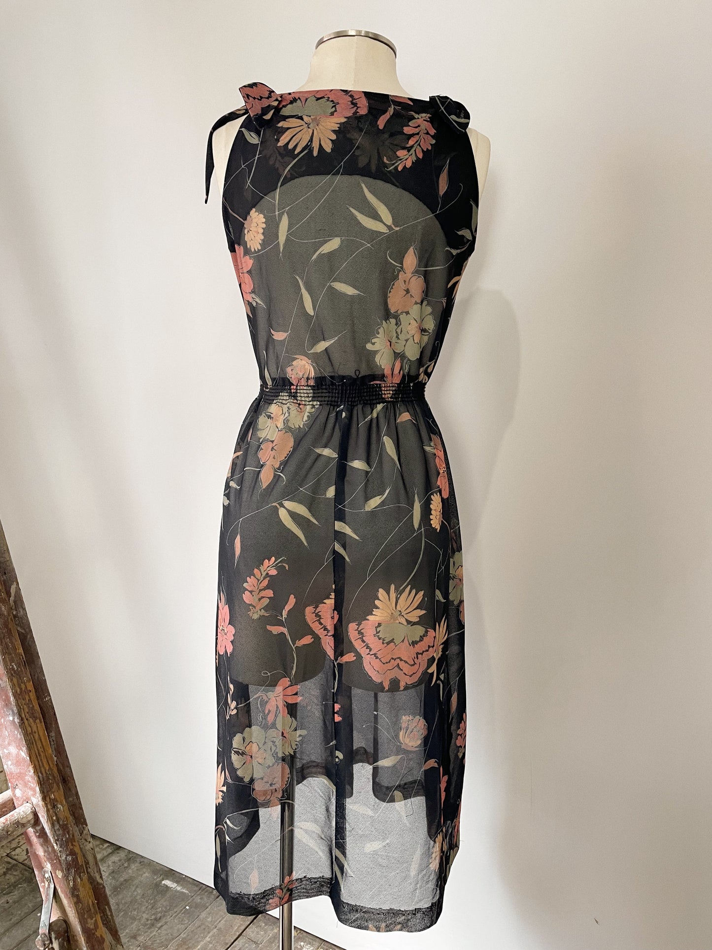 70s Floral Sheer Dress