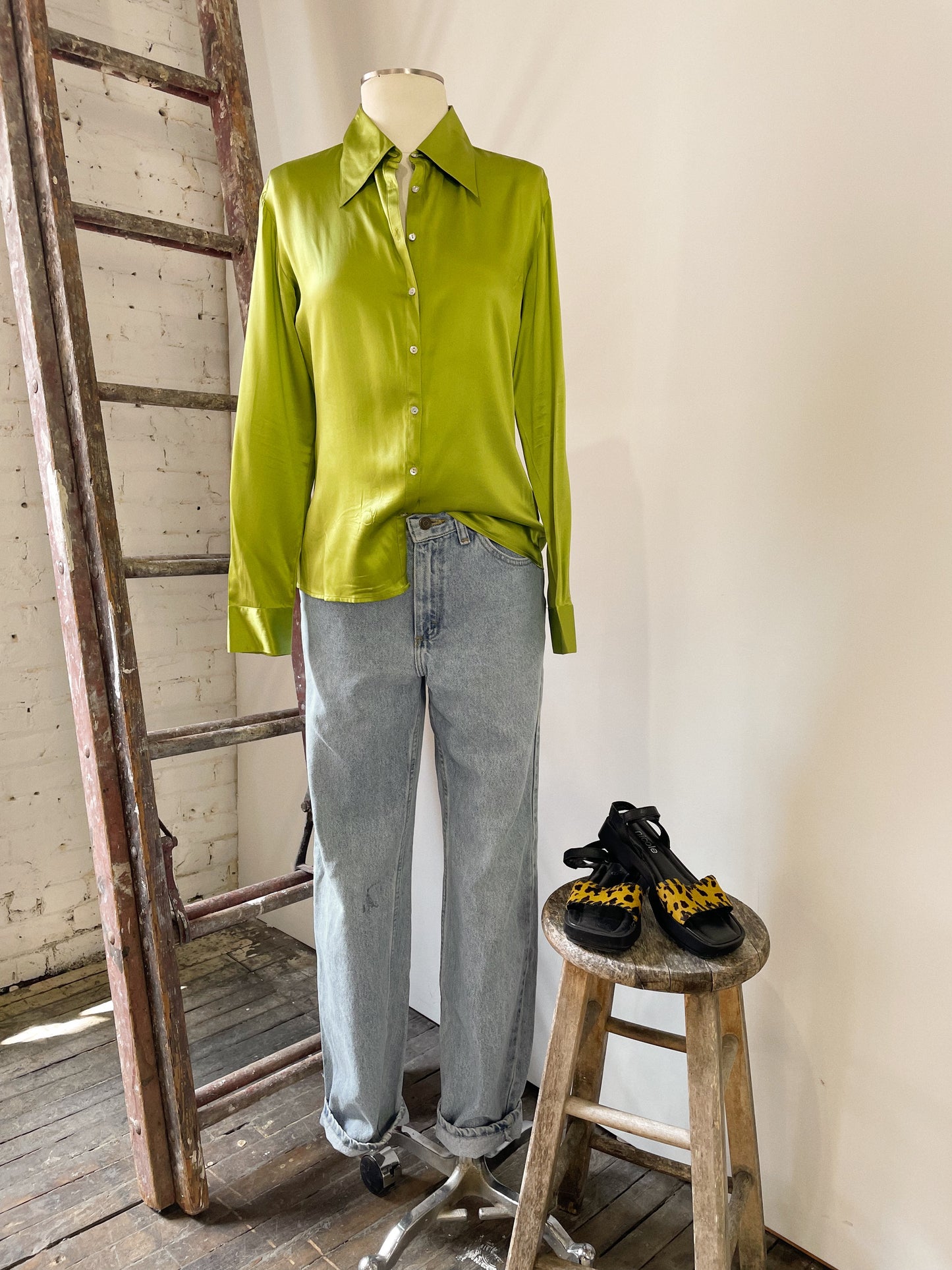Silk Chartreuse Blouse