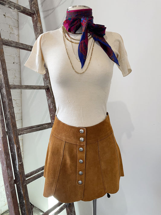 70s Suede Scallop Skirt