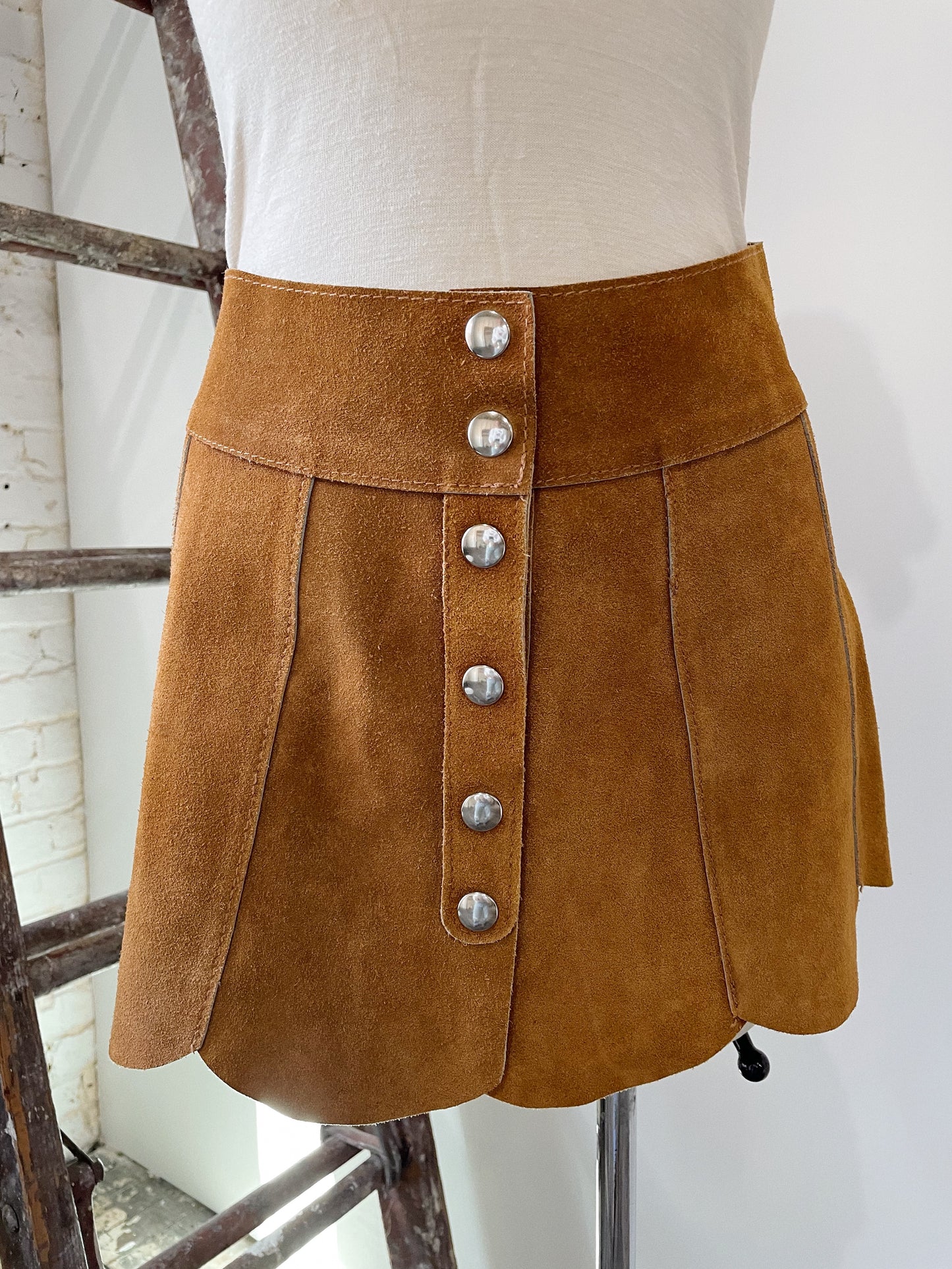 70s Suede Scallop Skirt