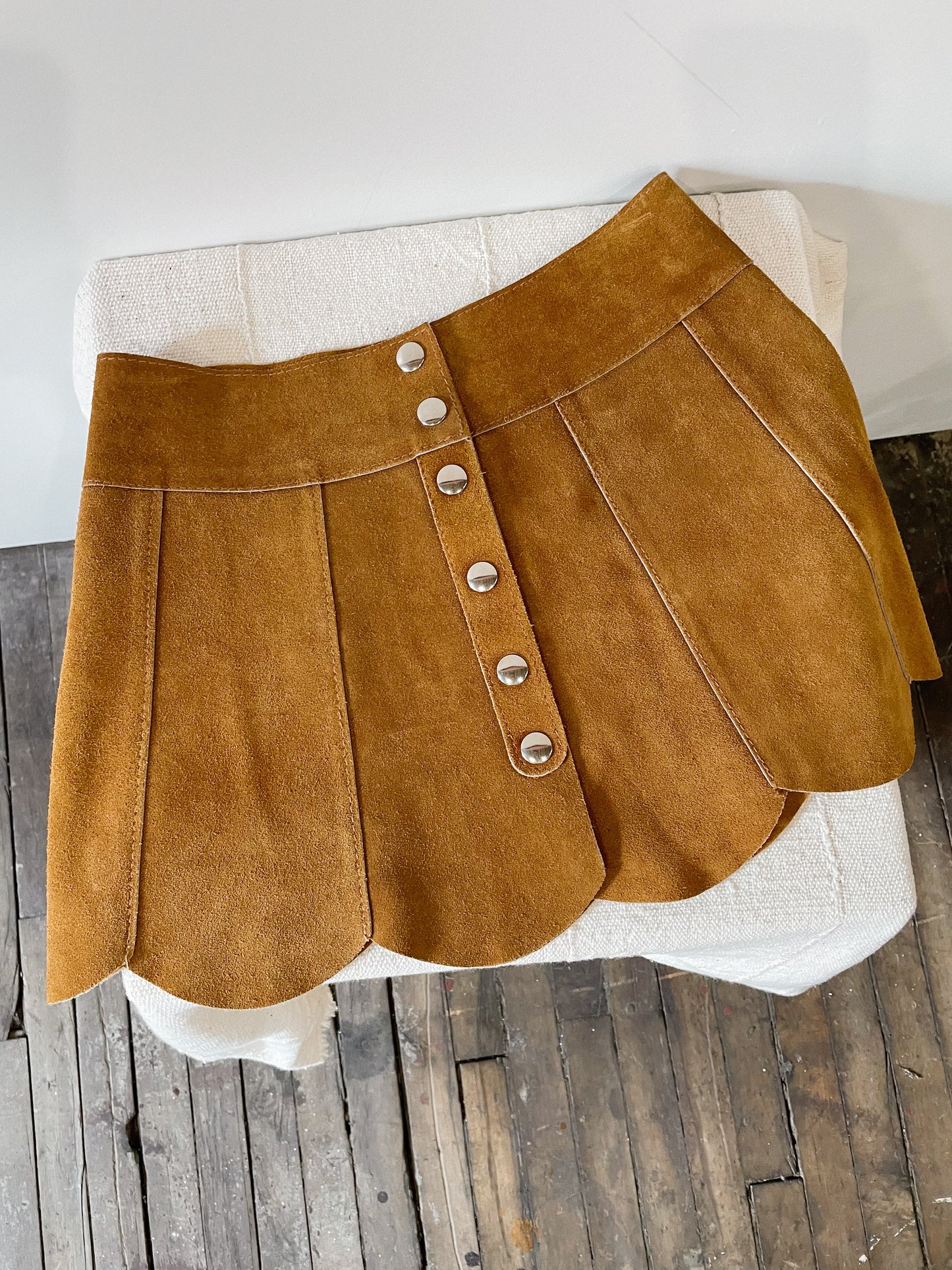 70s Suede Scallop Skirt