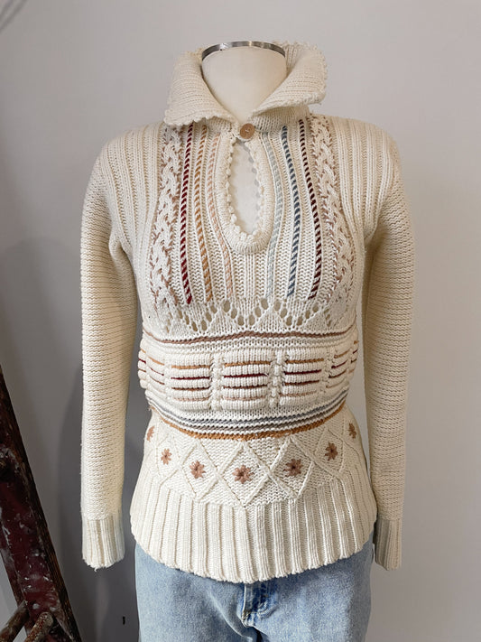 70s-Inspired Farrah Keyhole Sweater