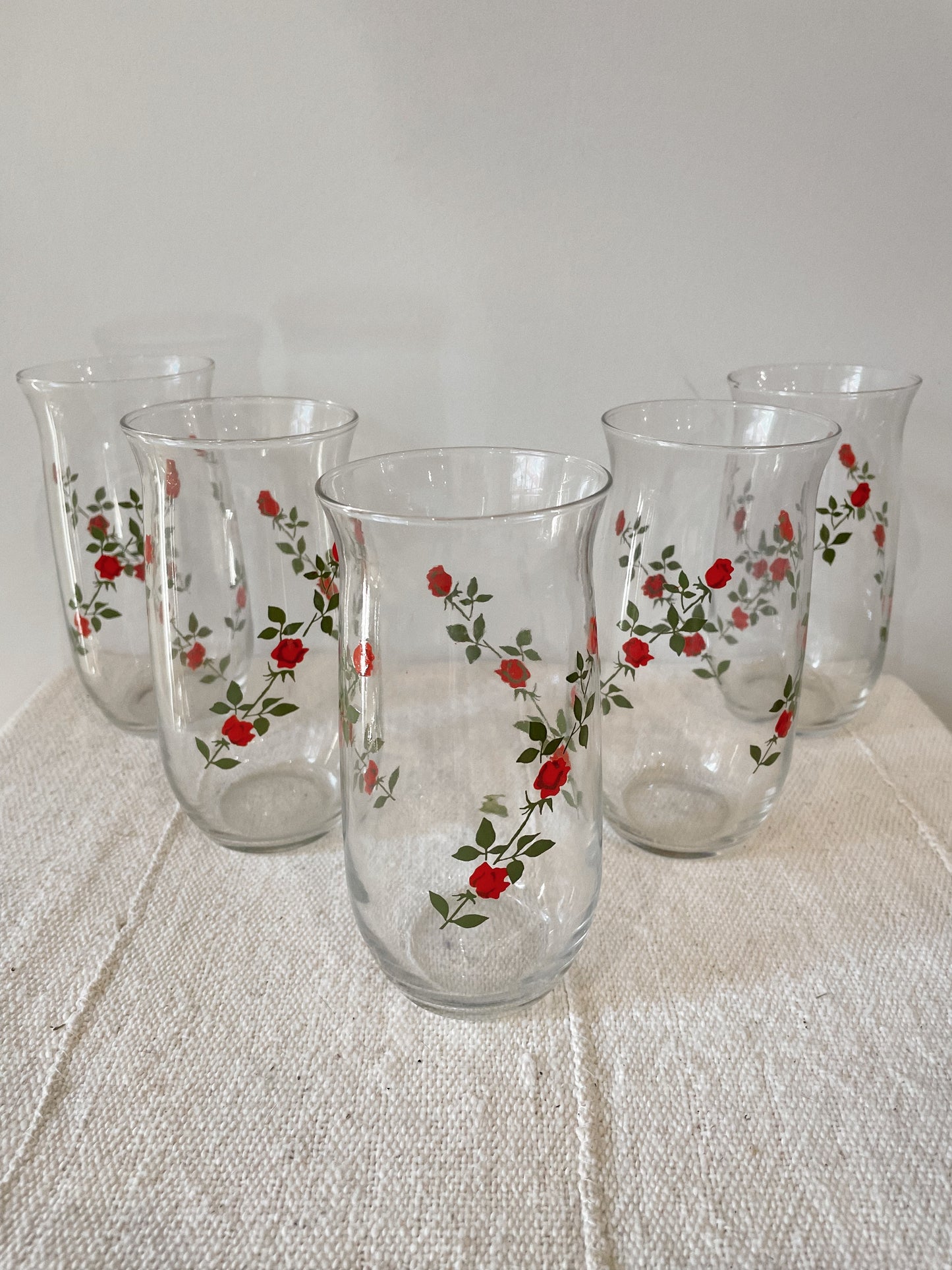 Rose Bush Set of 5 Water Glasses