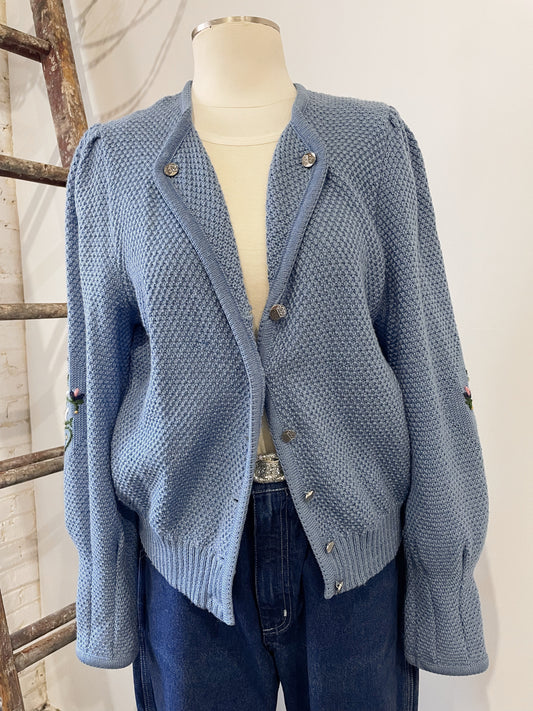 Wool Floral Embroidered Cardigan