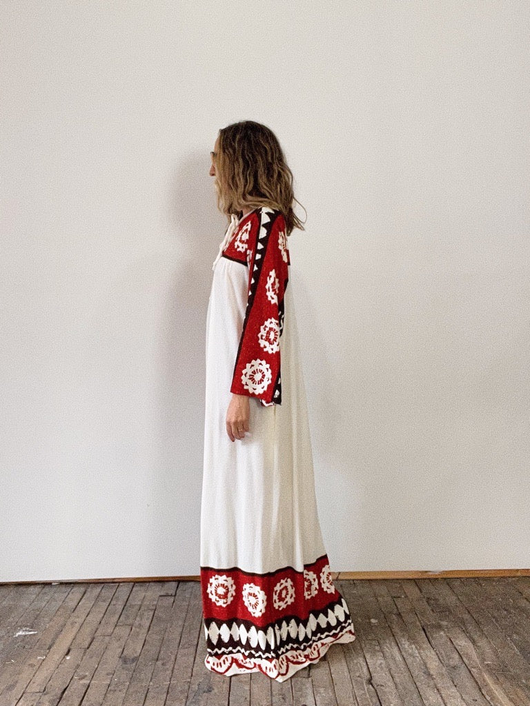 70s Necktie Bohemian Maxi Dress