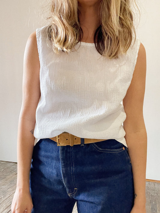 White Gauze Sleeveless Tank