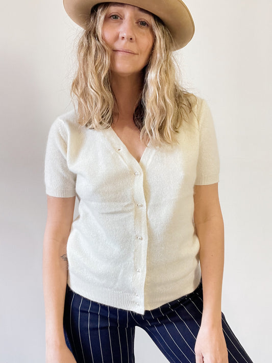 50s Outlander Lambswool and Angora Pearl Button Sweater