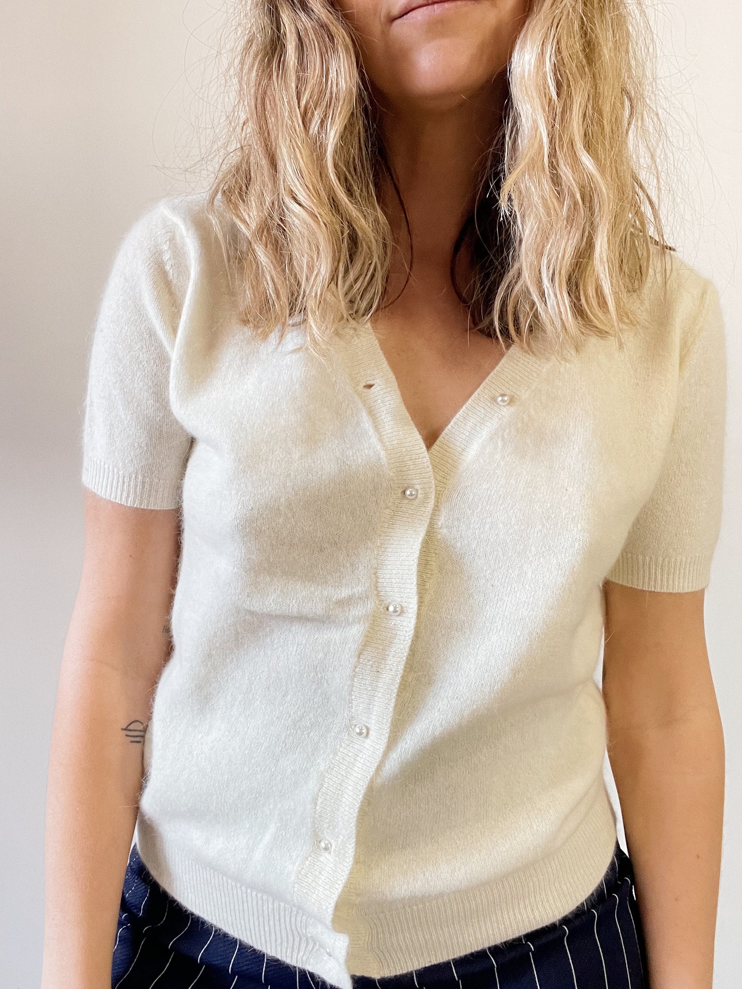 50s Outlander Lambswool and Angora Pearl Button Sweater