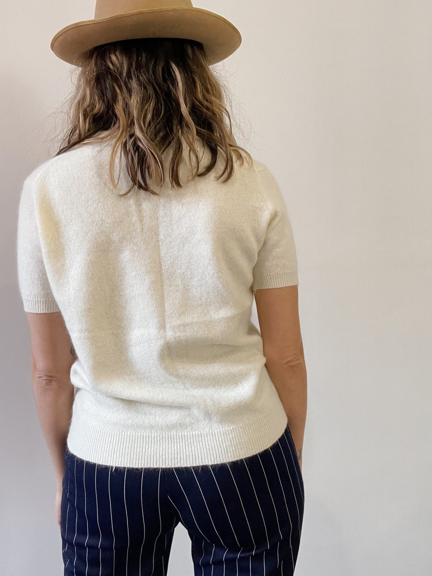 50s Outlander Lambswool and Angora Pearl Button Sweater