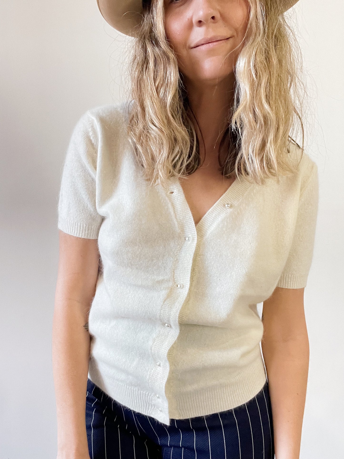 50s Outlander Lambswool and Angora Pearl Button Sweater