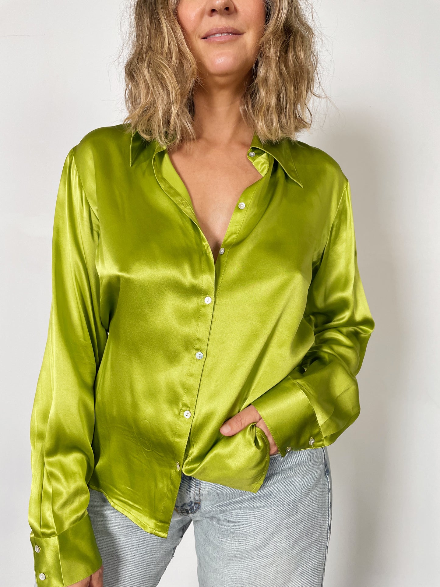 Silk Chartreuse Blouse