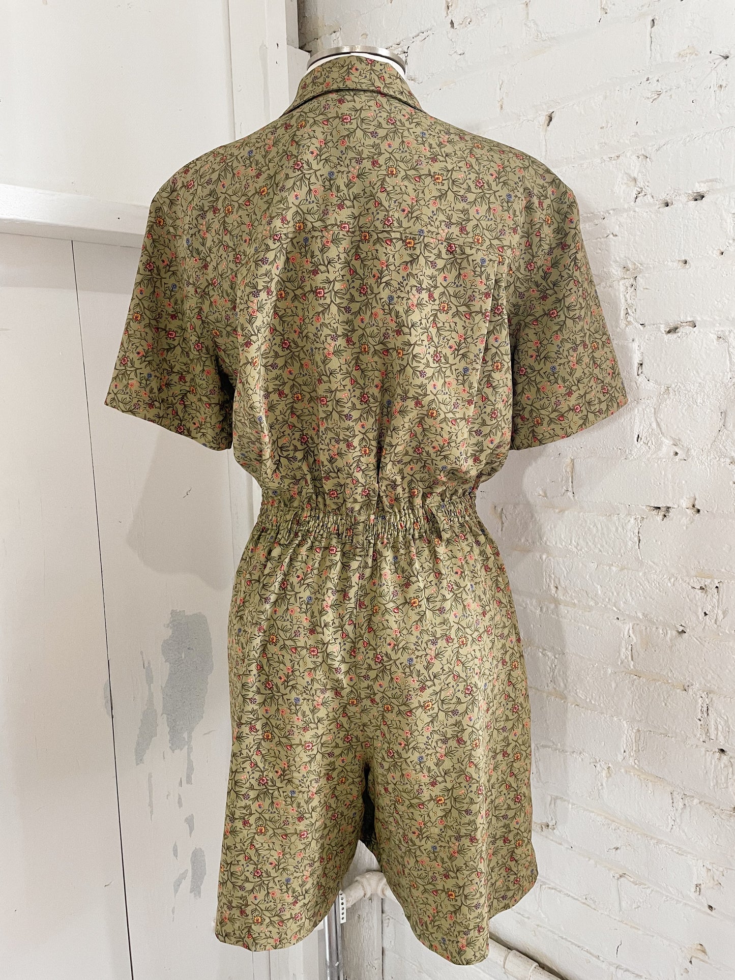 Olive Floral Day Romper