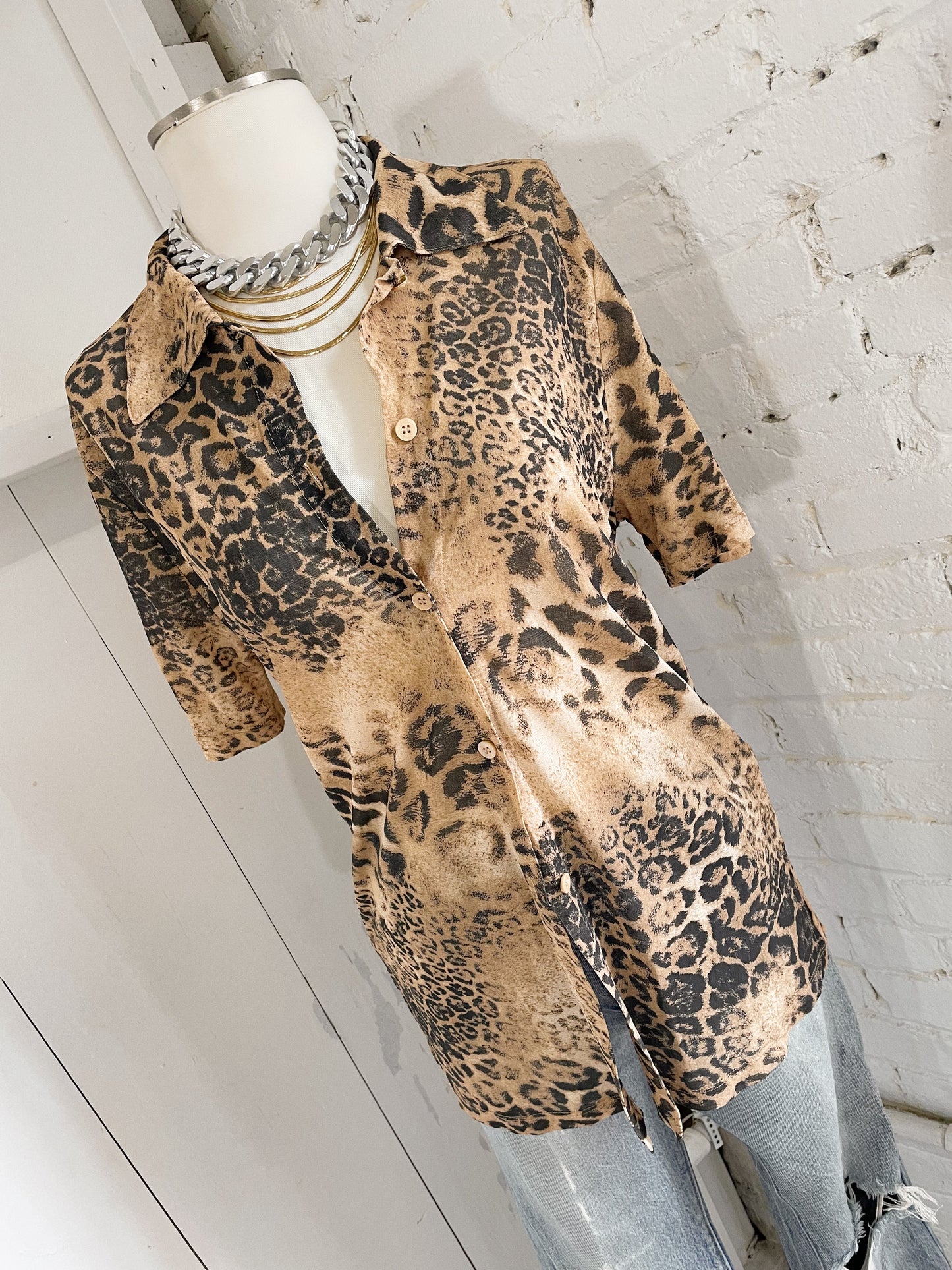 Italian Leopard Mesh Top