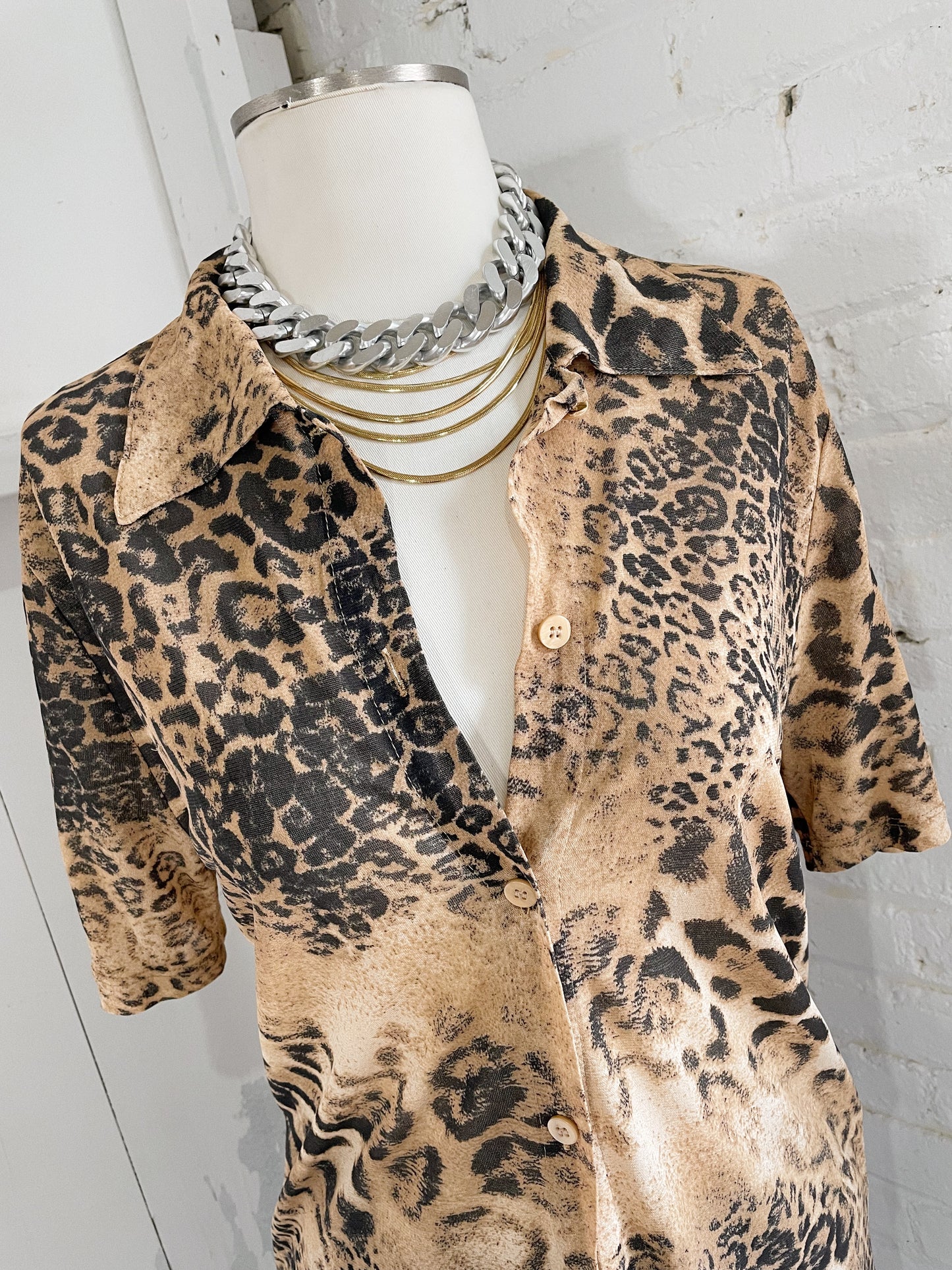 Italian Leopard Mesh Top