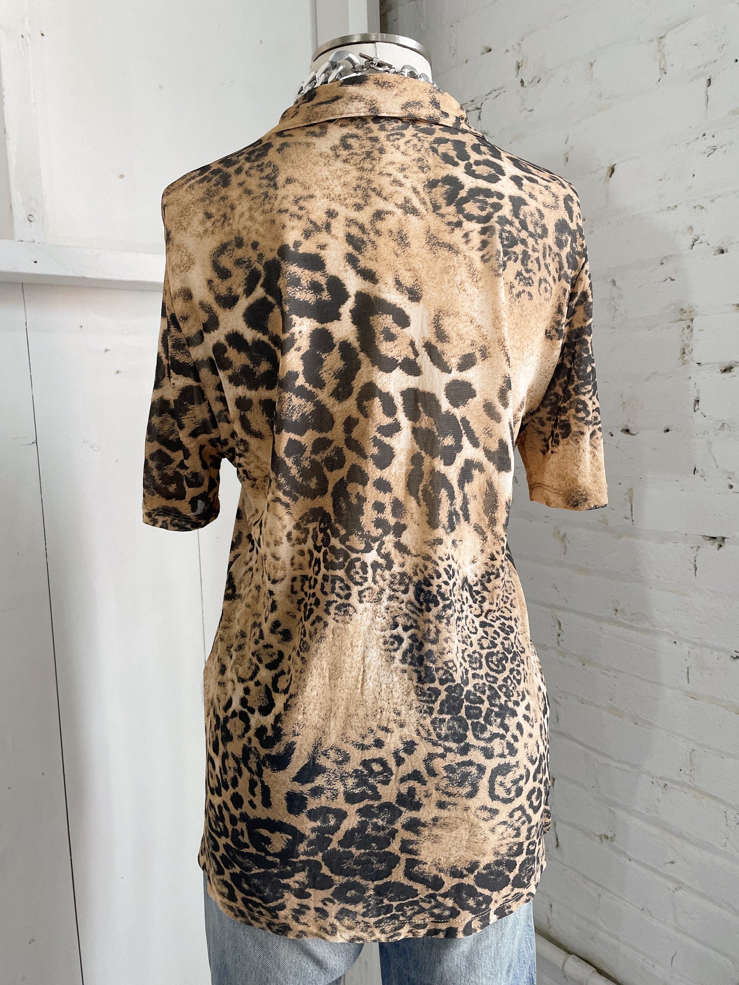 Italian Leopard Mesh Top