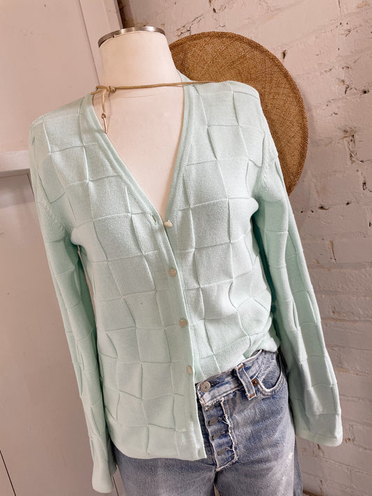 Tonal Checkerboard Cardigan