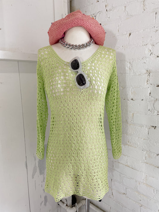 Spring Break Lime Knit Mini Dress
