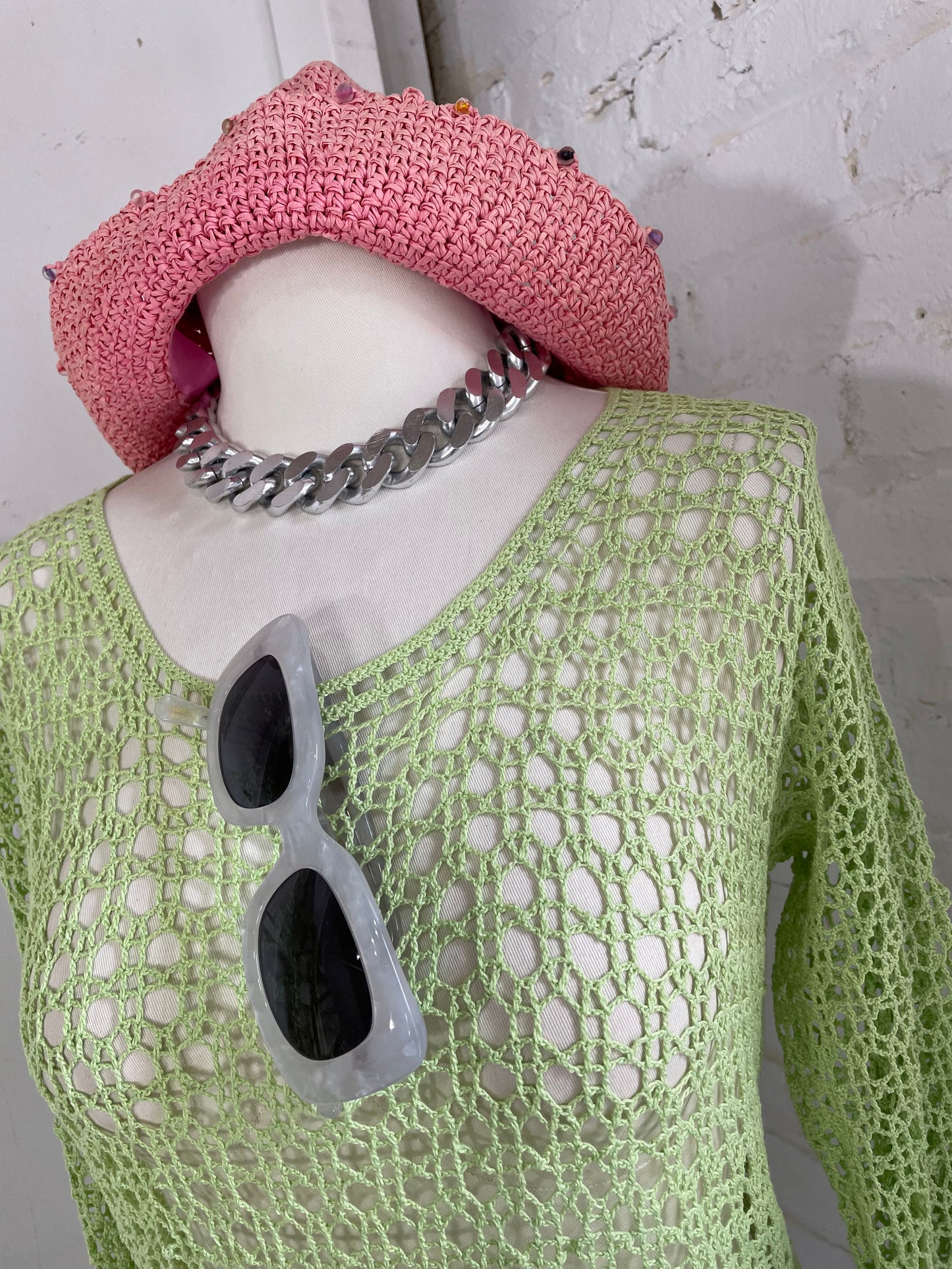 Spring Break Lime Knit Mini Dress