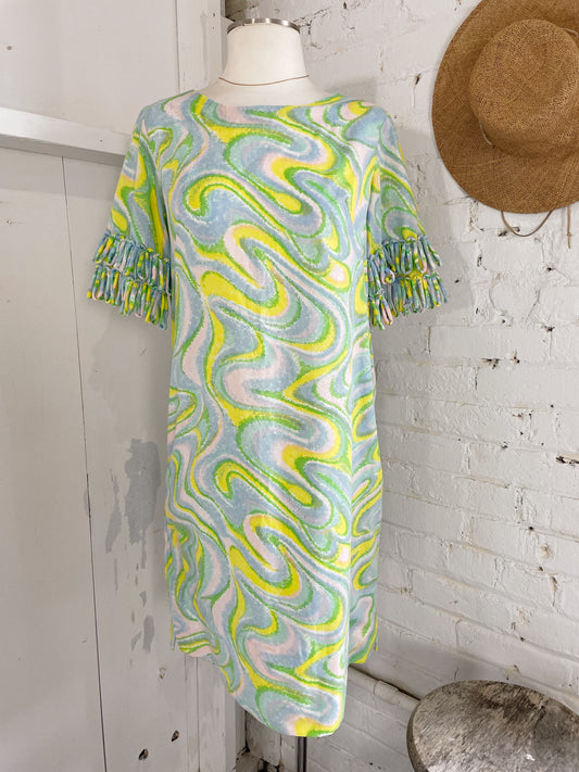 70s Swirl Dress with Loop Sleeves
