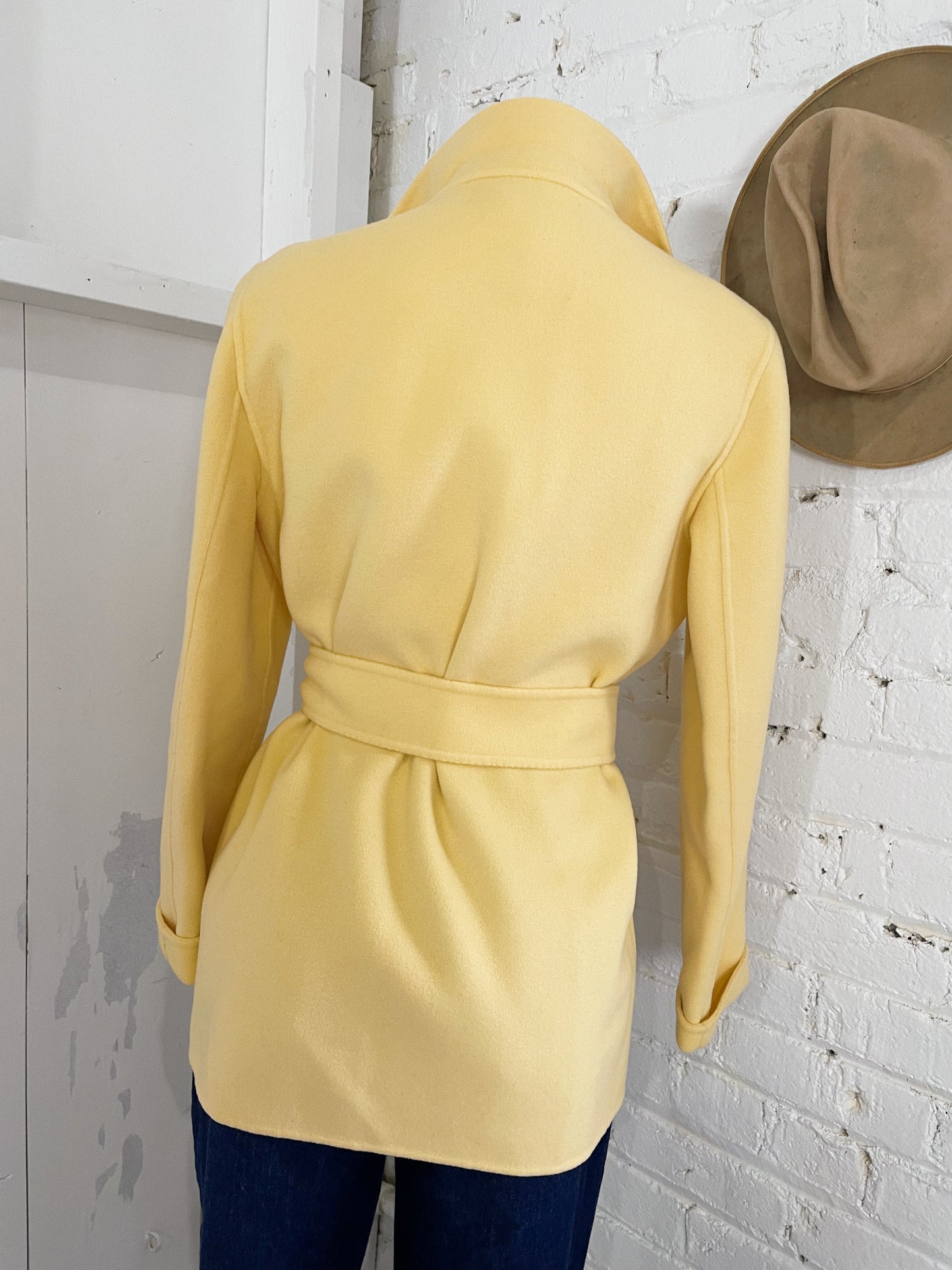 Soft Yellow Wool Wrap Jacket