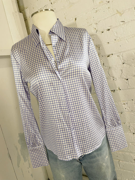 Lilac Diamond Silk Blouse